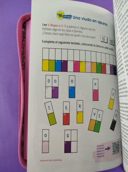 Biblia valientes con Jesús rvr letra grande fucsia