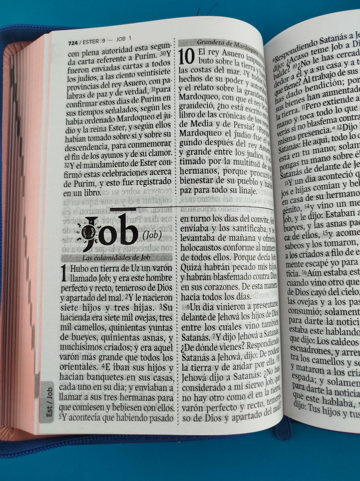 Biblia rvr 1960 letra gigante con forro azul oscuro -  rosa