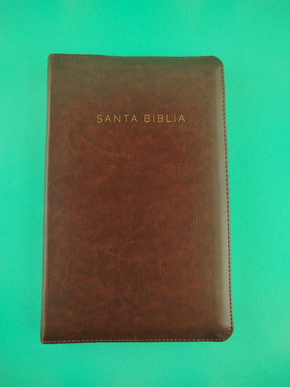 Biblia rvr 1960 letra grande tipo agenda marrón con cierre e imágenes de la tierra santa tamaño manual