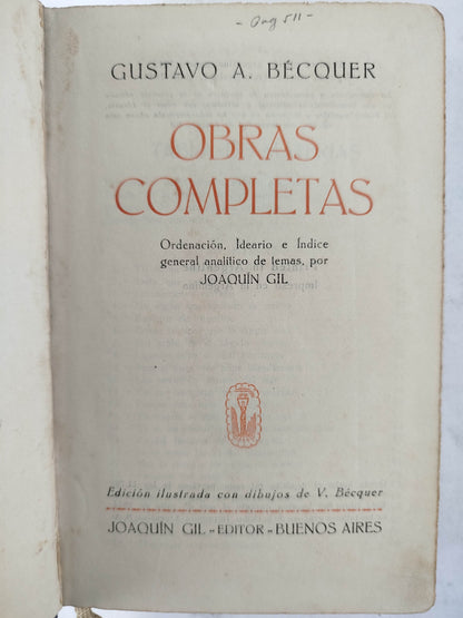 Bécquer Obras Completas by Gustavo A. Bécquer