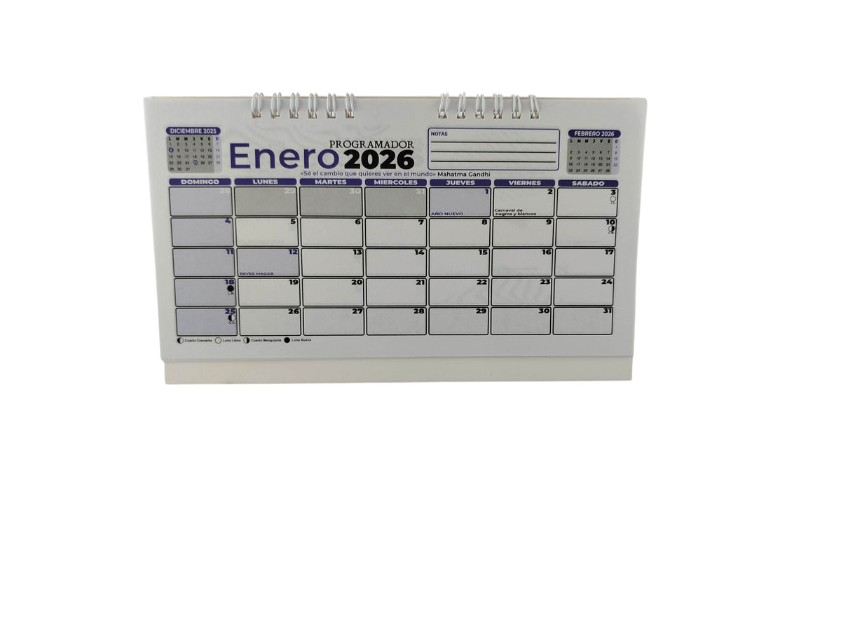 Calendario programador escritorio 2026 azul by Varios