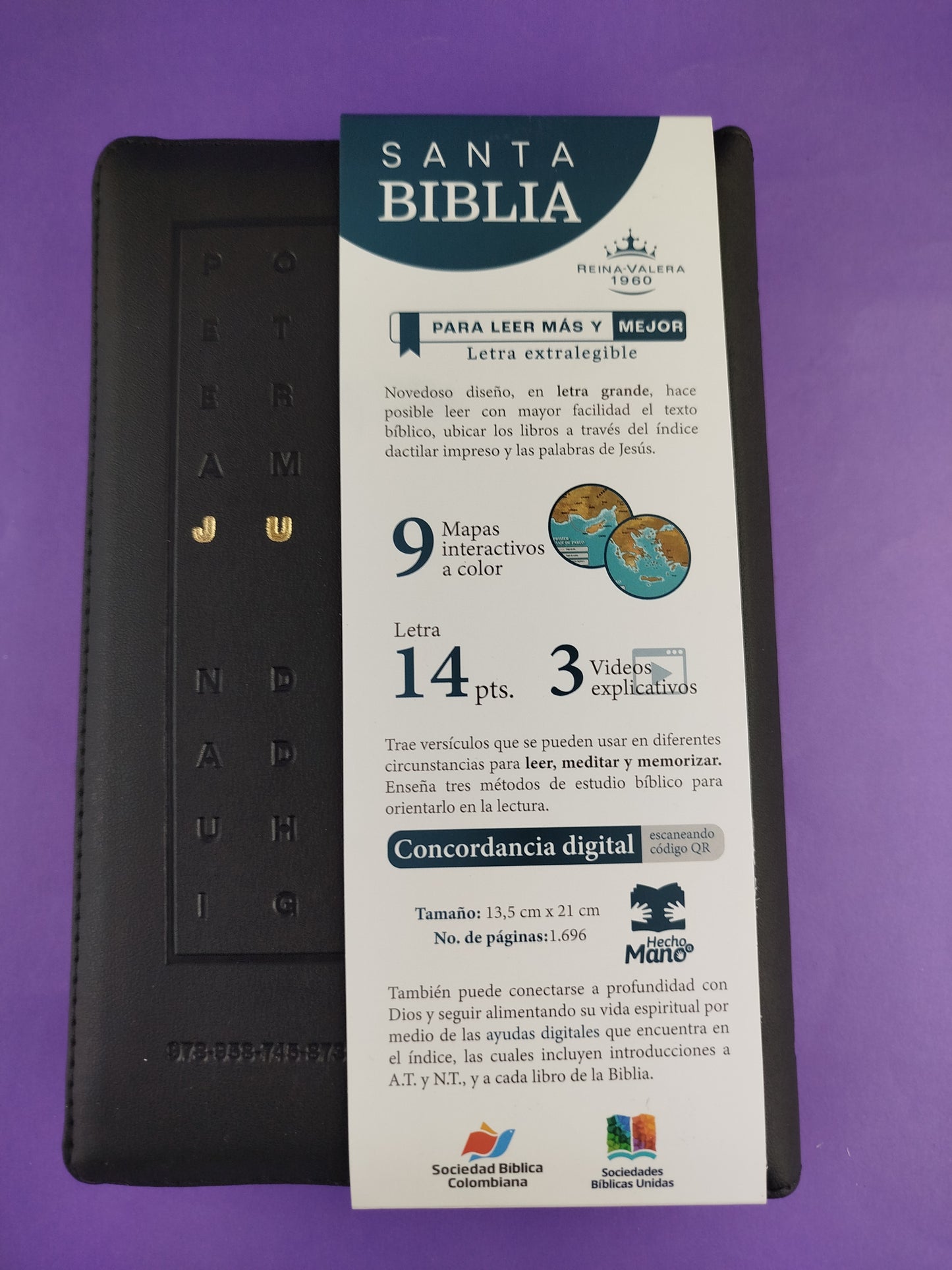 Biblia reina valera 1960 letra grande simi piel negra / canto blanco by Reina Valera 1960