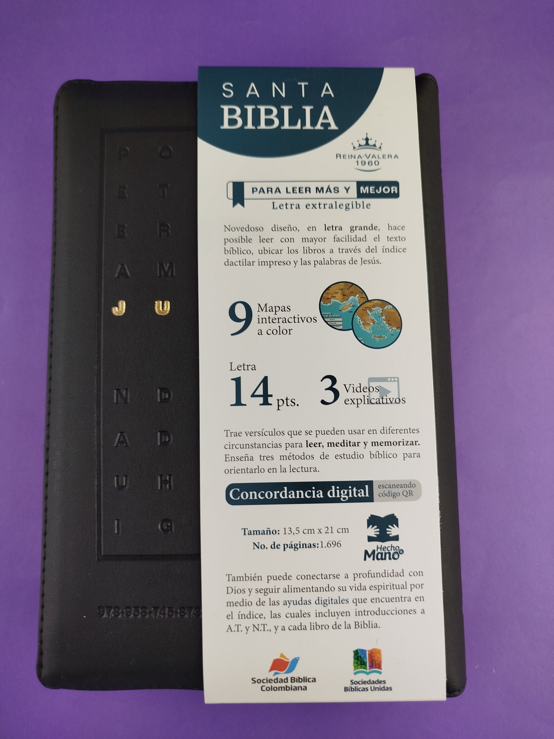 Biblia reina valera 1960 letra grande simi piel negra / canto blanco by Reina Valera 1960
