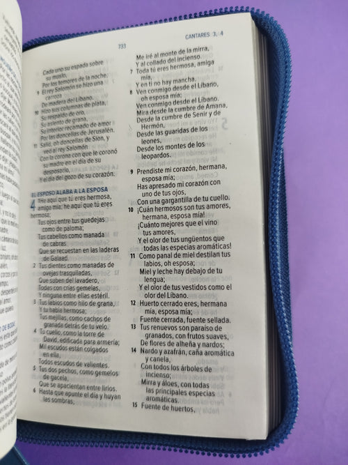 Biblia mini azul canto plateado con cierre by Reina Valera 1960