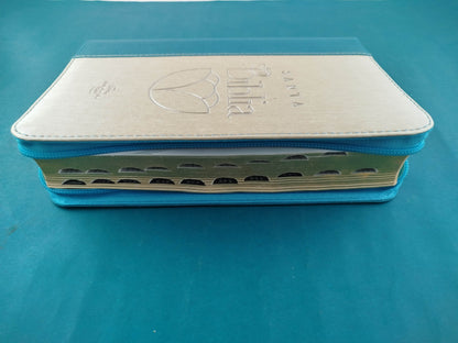 Biblia rvr Beige verde aguamarina Canto Dorado Cierre con índice by Reina Valera 1960