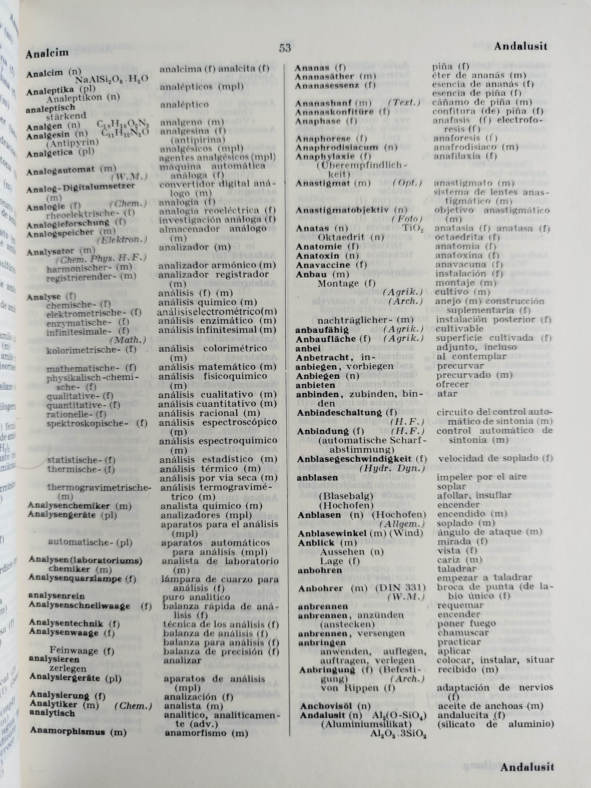 Technisches Fachwörterbuch Deutsch-Spanisch/Diccionario Técnico by H. Mink