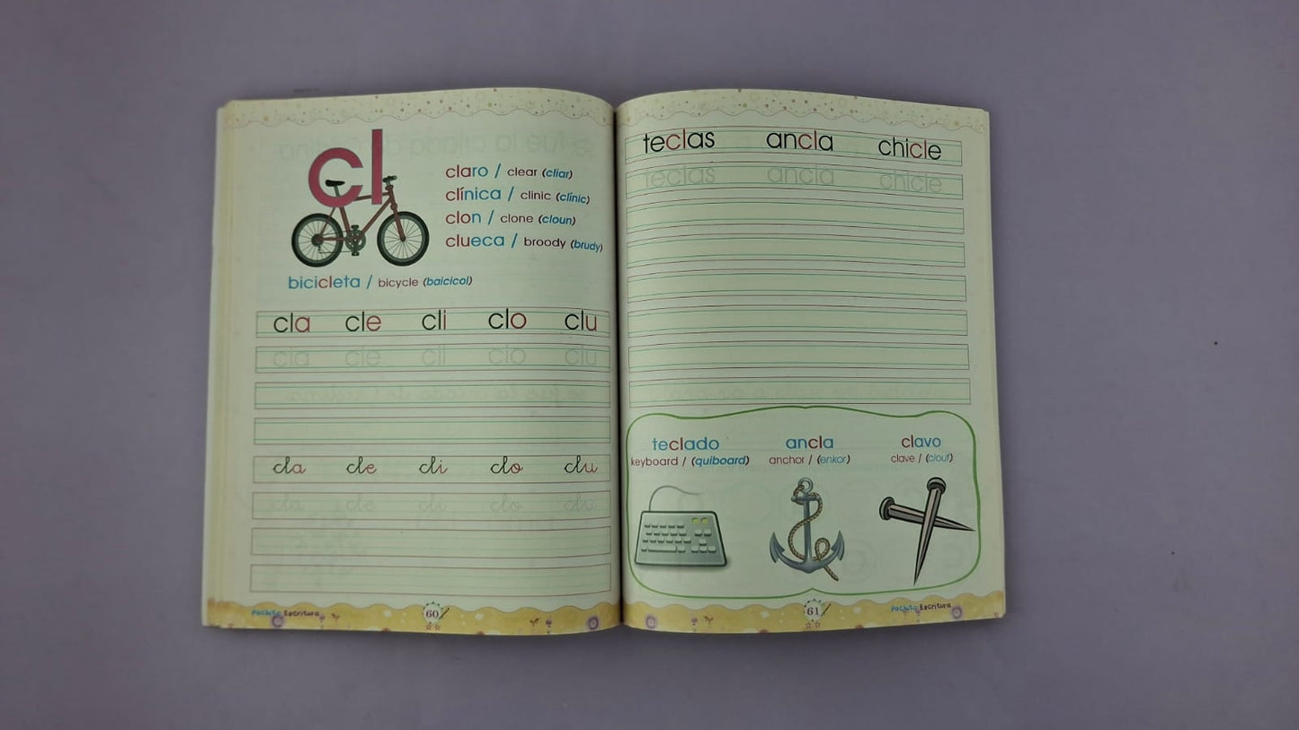 Pachito escritura español - inglés letra imprenta y cursiva