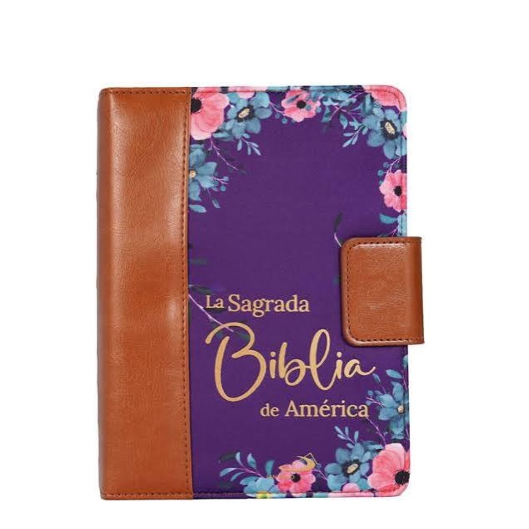 Sagrada biblia de américa café de lujo con broche by varios