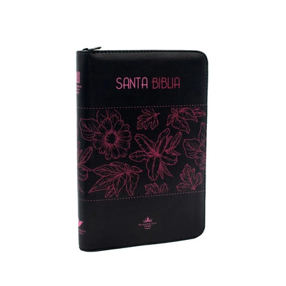 Biblia rvr letra grande negra flores fucsia promoción by reina valera 1960