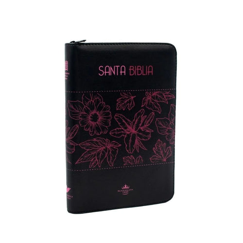 Biblia rvr letra grande negra flores fucsia promoción by reina valera 1960