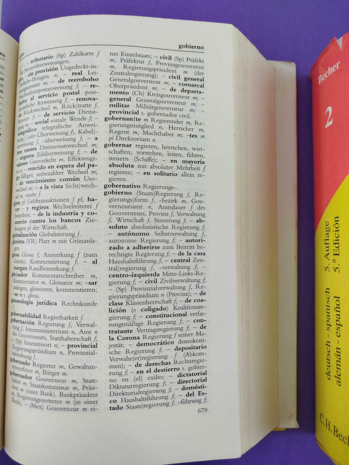 diccionario jurídico y económico wörterbuch der Rechts-Und wirtschaftssprache 5ta Ed. Dos tomos by Becher