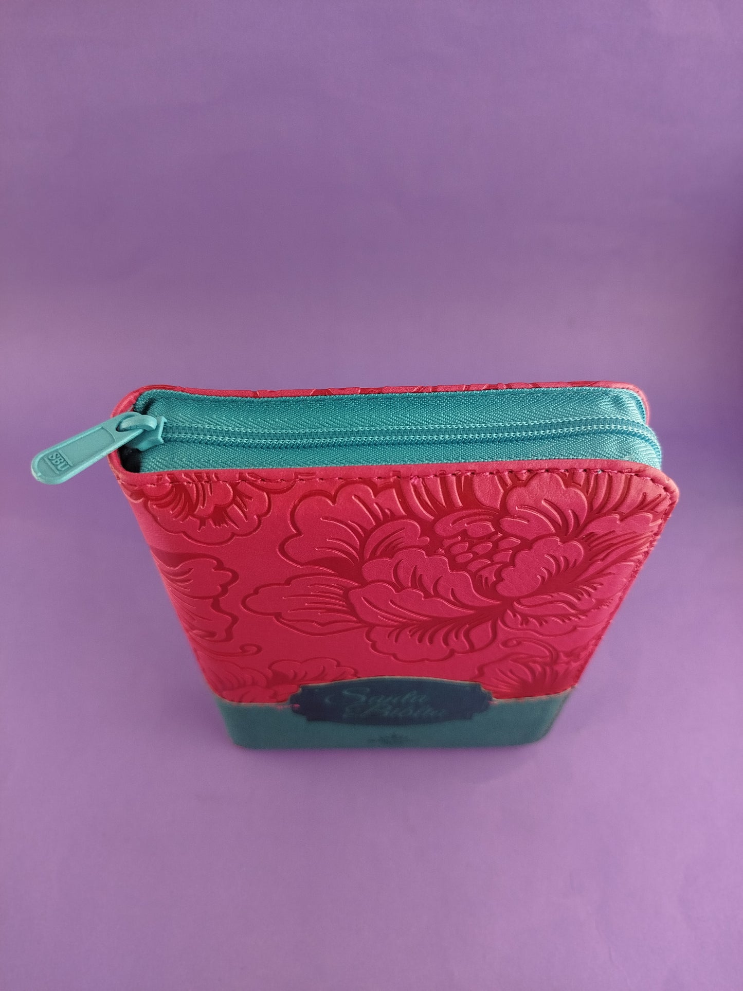 Biblia rvr troquelada fucsia azul canto plateado