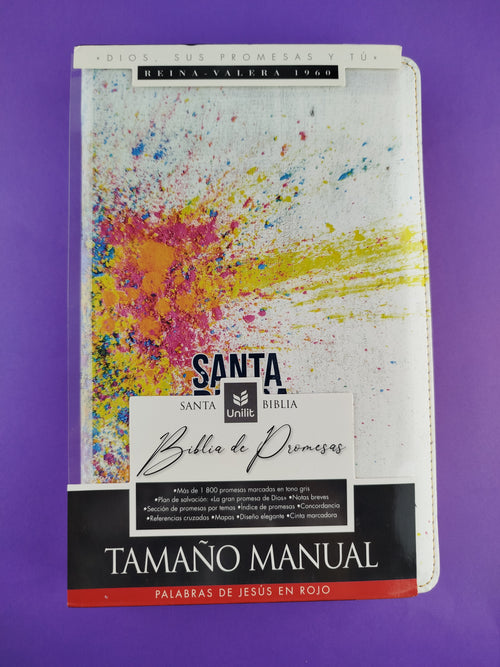 Biblia de promesas letra grande con índice tamaño manual blanco colores by Reina Valera 1960