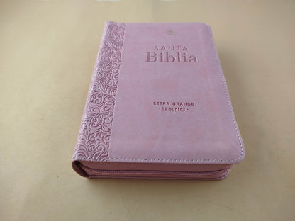 Biblia rvr 1960 rosado letra grande con forro borde dorado by Reina Valera 1960