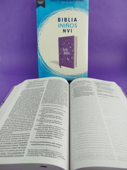 Biblia para niños nvi lila letra grande revisión 2022