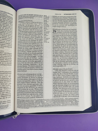 Biblia ntv letra grande sentipiel azul edición ziper con referencias by Nueva Traducción Viviente