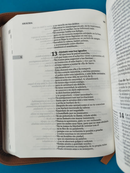 Nuestra sagrada biblia clásica estuche cafe claro