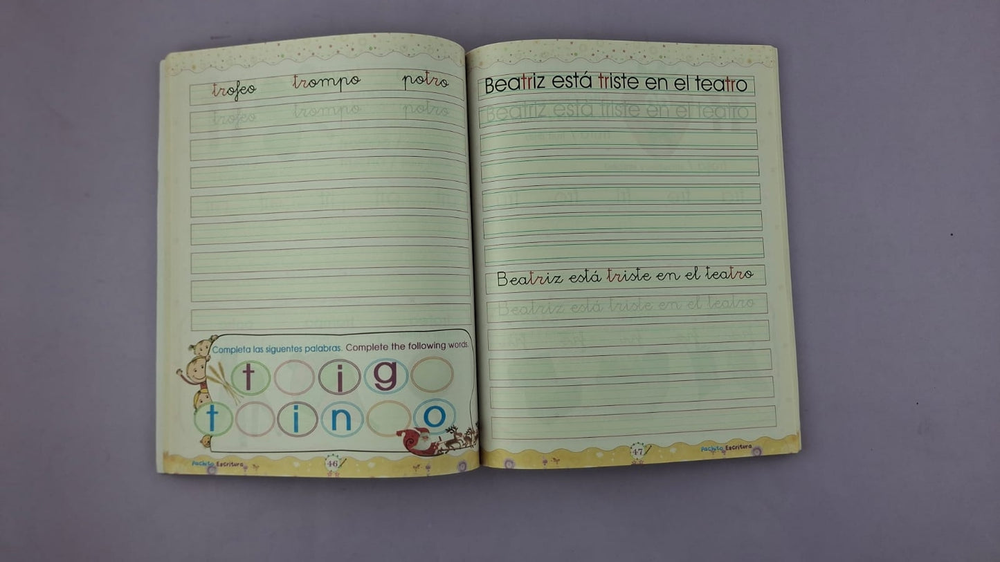 Pachito escritura español - inglés letra imprenta y cursiva