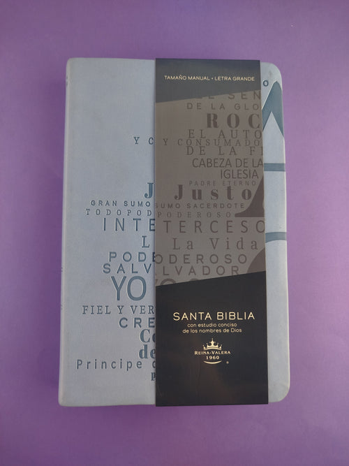 Biblia rvr 1960 nombres de Dios letra grande azul celeste canto plateado by Reina Valera 1960