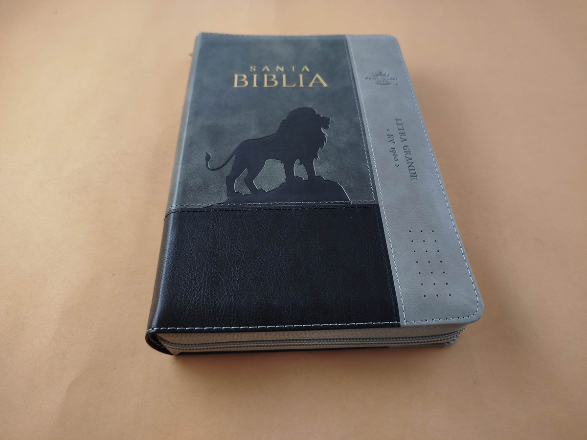 Biblia rvr 1960 bitono negra-gris letra grande con cierre e índice by Reina Valera 1960