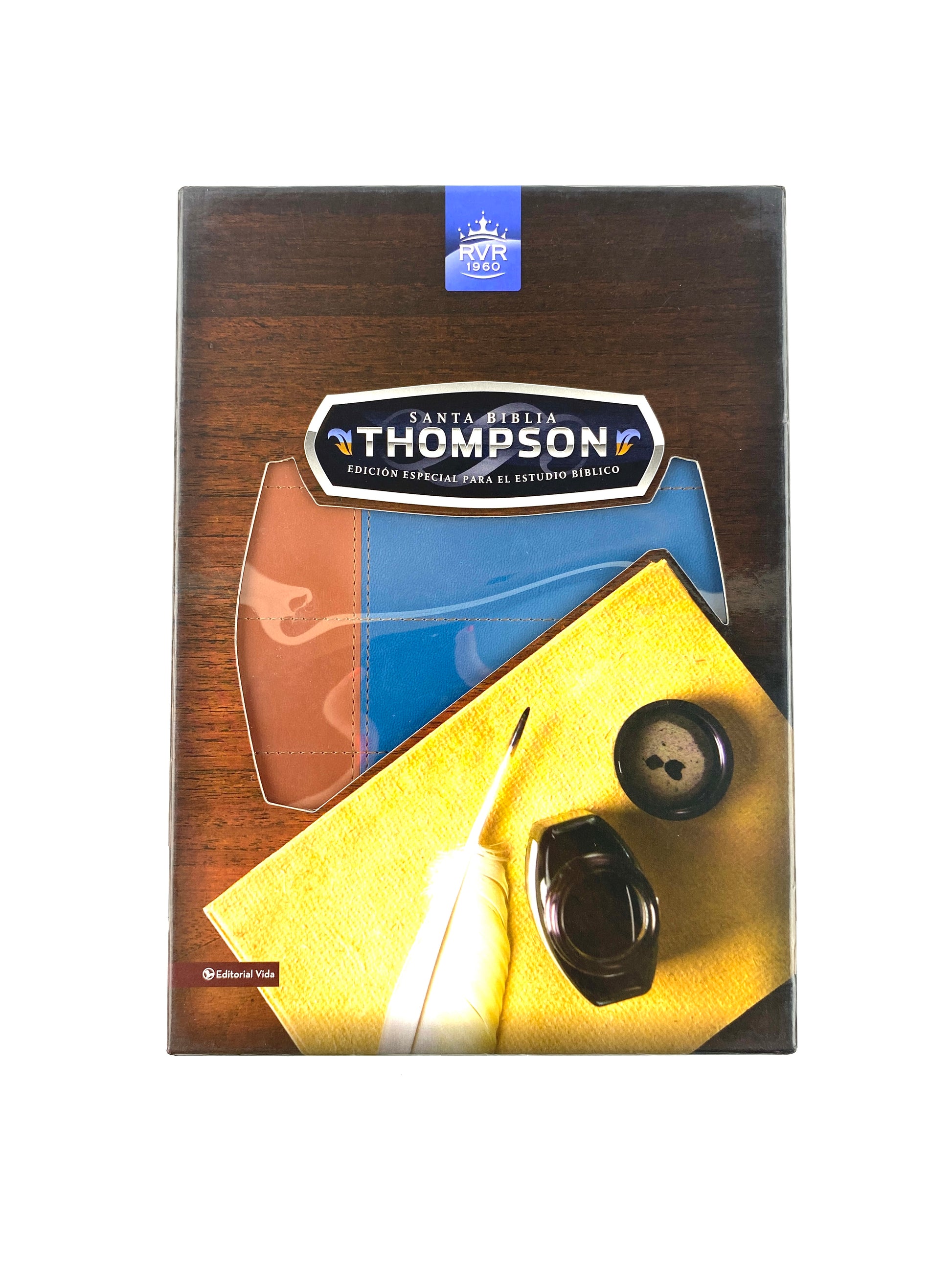 Biblia Thompson Lujo Azul Marron De Estudio