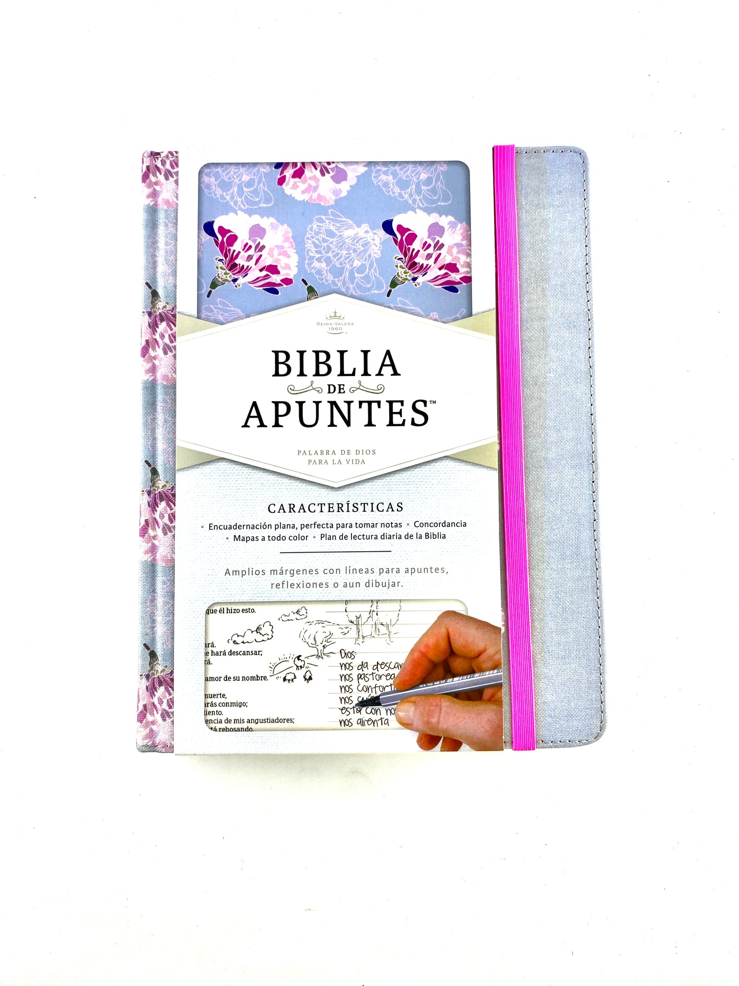 Biblia De Apuntes Gris Flores