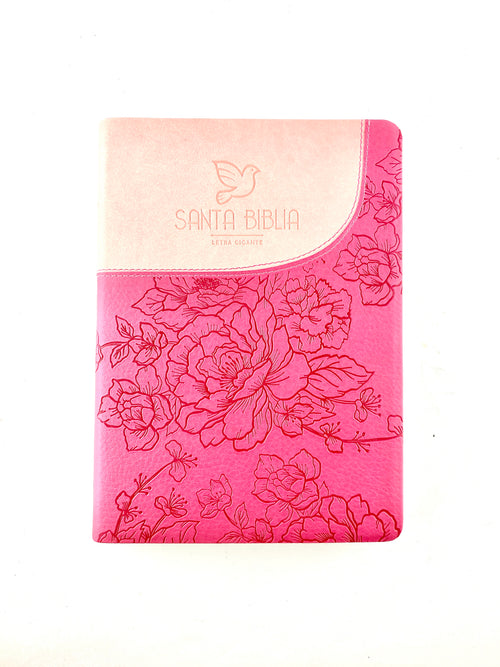 Biblia Letra Gigante Fucsia Rosado Sin Indice Canto Plateado Sin Cierre by libreriatroya.com